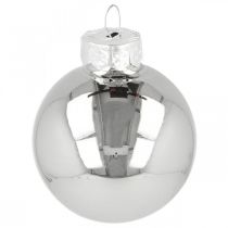 Artikel Mini-Weihnachtskugel, Baumschmuck-Mix, Adventsdeko Schwarz/Silbern/Perlmutt H4,5cm Ø4cm Echtglas 24 St
