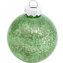 Artikel Weihnachtskugel, Christbaumschmuck, Glaskugel Grün marmoriert H6,5cm Ø6cm Echtglas 24 St