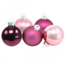 Artikel Mini-Baumkugeln, Weihnachtskugel-Mix, Christbaumanhänger Violett H4,5cm Ø4cm Echtglas 24St