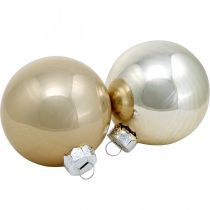 Artikel Christbaumkugel-Mix, Weihnachtsdeko, Mini-Baumschmuck Weiß/Perlmutt H4,5cm Ø4cm Echtglas 24 St