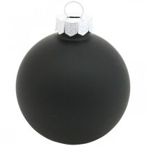 Artikel Christbaumkugeln, Baumanhänger, Glaskugeln Schwarz H6,5cm Ø6cm Echtglas 24 St