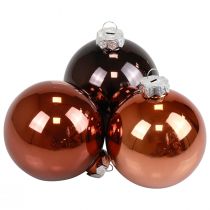 Artikel Weihnachtskugeln Glas Braun Mix Baumkugeln Glanz Ø7,5cm 12St