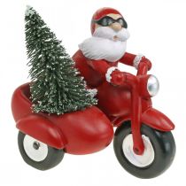 Deko-Figur Weihnachtsmann auf Motorrad mit Tanne 19,5×13×16cm