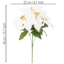 Artikel Kunstblume Weihnachtsstern weiß Große Blüte Dekopflanze 40cm