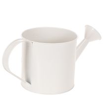 Artikel Weiße Metall Gießkanne mit Blumenmotiv 13,5cm Deko Pflanzkanne