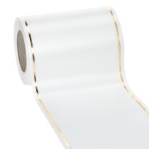 Artikel Weißes Kranzband mit Goldkante für Computerdruck, Satin Schleifenband, Wasserfest, 25m x 125mm