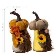 Artikel Herbstfigur Kürbiswichtel mit Sonnenblume und Bart 16cm 2St
