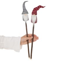 Artikel Wichtel Dekofigur mit gestreifter Mütze auf Holzstab 46cm 6St