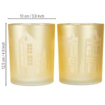 Artikel Windlicht Glas Silber Gold Stadtsilhouette H12,5cm 4 St