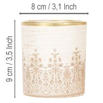 Artikel Windlicht Glas Teelichthalter Blumenmuster Ø8cm H9cm 2St