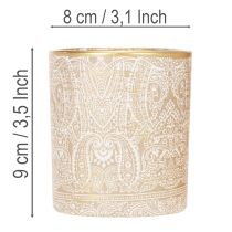 Artikel Windlicht Glas Teelichthalter Paisley Muster Ø8cm H9cm 2St