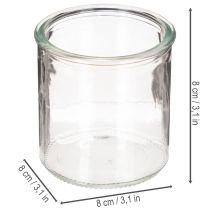 Artikel Glaswindlicht rund klares Glas Teelichthalter 8cm 3St
