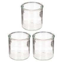 Artikel Glaswindlicht rund klares Glas Teelichthalter 8cm 3St