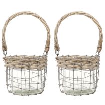 Artikel Windlicht Hängedeko Metall Glas Weide Ø13cm H12cm 2St