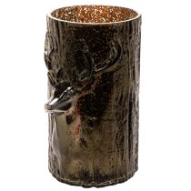 Artikel Windlicht Glas mit Hirsch Kopf und Baumreliefs Winterdeko 26cm