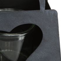 Artikel Windlicht Metall Deko Tasche mit Herz Anthrazit H18cm 2St