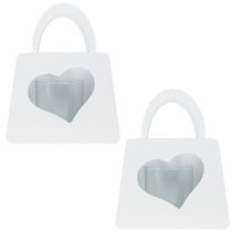 Artikel Windlicht Metall Deko Tasche mit Herz Weiß H18cm 2St
