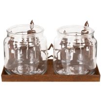 Artikel Windlicht Metall Glaseinsatz Edelrost Deko Kerzen 21,5cm