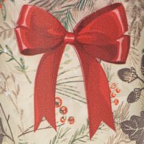 Artikel Windlicht Glas mit Weihnachtszweigen und roter Schleife 8cm 2St