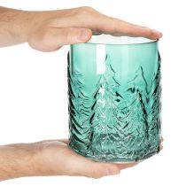 Artikel Windlicht Glas mit Tannen im Relief Weihnachtsdeko 16cm