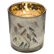 Artikel Windlicht Glas mit Vogel und Schneeflocken Motiv 8cm 2St