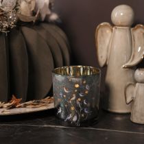 Artikel Windlicht Glas mit Vogel und Schneeflocken Motiv 8cm 2St