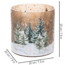 Artikel Windlicht Glas mit Winterwald im Schnee Weihnachtsdeko 20cm
