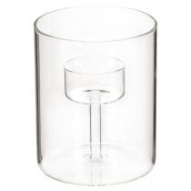 Artikel Glas Windlicht mit erhöhtem Teelichthalter 11cm