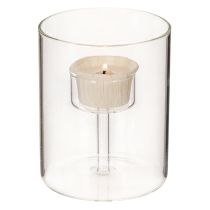 Artikel Glas Windlicht mit erhöhtem Teelichthalter 11cm
