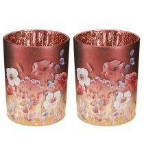 Artikel Deko Windlicht Glasmotiv Blütendesign für elegante Wohnakzente 12,5cm 2St