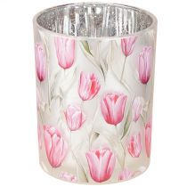 Artikel Elegantes Windlicht mit Tulpenmotiv für stimmungsvolle Frühlingsdekoration 12,5cm 2St.