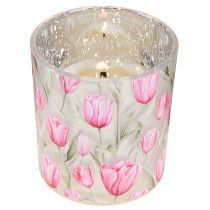 Artikel Deko Windlicht Glasmotiv Tulpendesign für frühlingshafte Wohnakzente 8cm 4St.