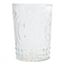 Windlicht Glas Kerzenglas Teelichthalter Glas Ø7,5cm H10cm