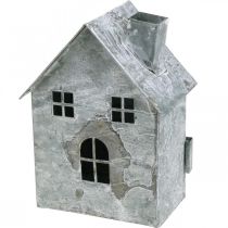 Artikel Windlicht Haus Metall, Shabby Chic, Weihnachtsdeko, Weiß gewaschen, Antik-Look H14,5cm