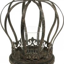 Artikel Krone als Windlicht, Kerzendeko, Metallkrone Antik-Optik H28cm Ø21cm