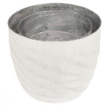 Artikel Windlicht Metall Weiß Silber Teelichthalter Ø8/10/12,5cm 3er-Set