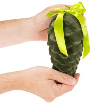 Artikel Dekozapfen zum Aufhängen Beflockte Zapfen mit Band und Schleife 18cm 3St