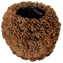Artikel Deko-Übertopf mit Zapfen Naturoptik 27cm Zapfentopf rund Naturbraun aus Tannenzapfen 27cm 22cm