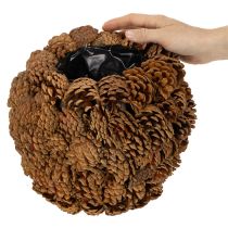 Artikel Deko-Übertopf mit Zapfen Naturoptik 27cm Zapfentopf rund Naturbraun aus Tannenzapfen 27cm 22cm