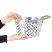 Artikel Zinkschale Dekoschale Metall mit Seilgriff Ø22cm H12cm