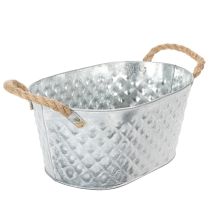 Artikel Zinkschale oval mit Seilgriffen 27cm x 17,5cm H12cm