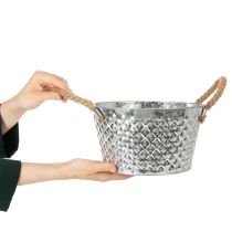 Artikel Zinkschale rund mit Seilgriffen Ø25cm H14cm