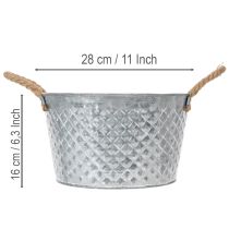 Artikel Zinkschale rund mit Seilgriffen Ø28cm H16cm