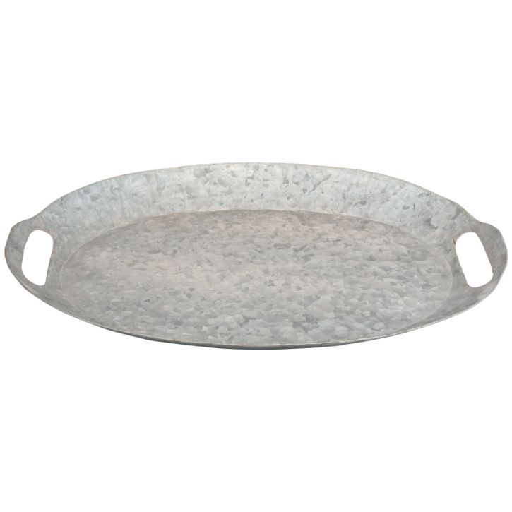 Deko Tablett oval Metalltablett Zinktablett 47×34×3cm