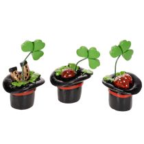 Artikel Glücksfigur Kleeblatt und Käfer im Zylinder 7cm 3St