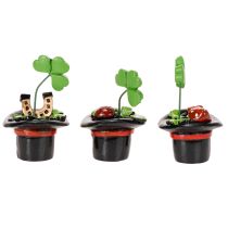 Artikel Glücksfigur Kleeblatt und Käfer im Zylinder 7cm 3St