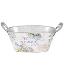 Artikel Blumenschale mit Griffen oval Metall Hortensien 32×15×15cm