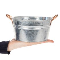 Artikel Blumenschale rund mit Griffen Metall Schale Ø17,5cm H9cm