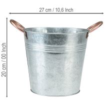 Artikel Blumentopf Eimer mit Griffen Metall Deko Ø19cm H17cm