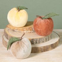 Artikel Deko Apfel Samt mit Blatt Braun Gelb Ø7,5cm H9cm 9 St